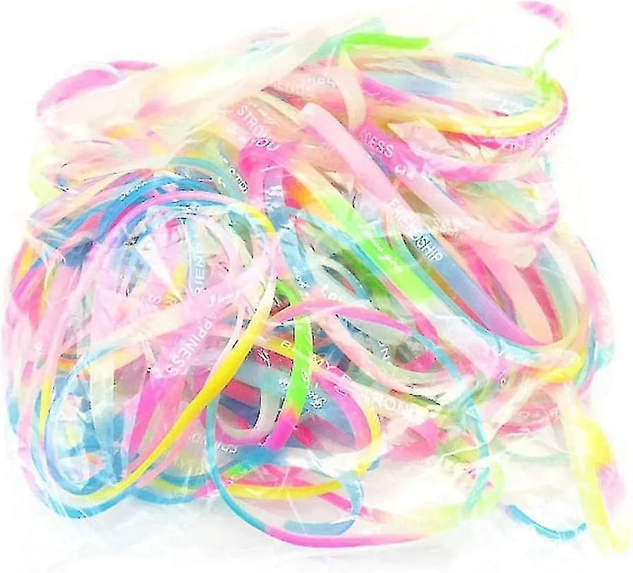 100 Pieces Kids Silicone Bracelets Dark Glow For Children Party Supplies Gift Giveaways Fgao