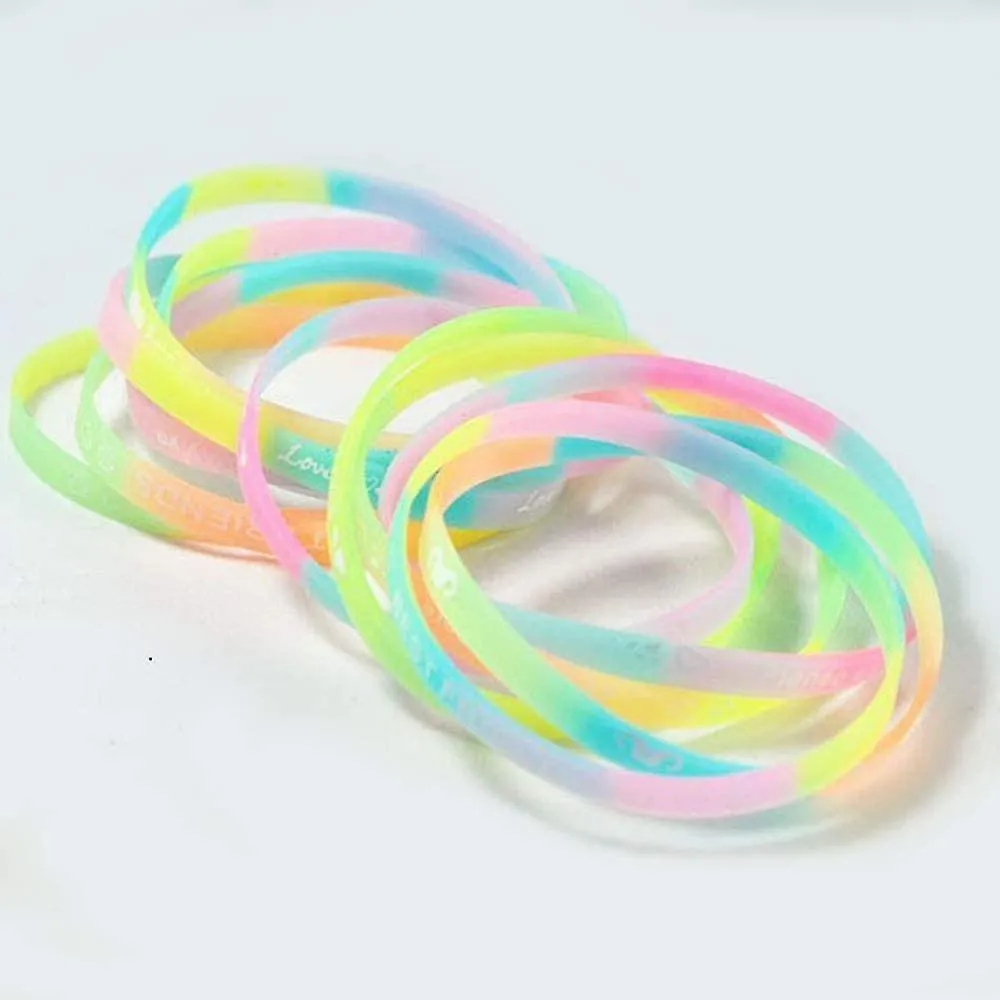 100 Pieces Kids Silicone Bracelets Dark Glow For Children Party Supplies Gift Giveaways Fgao