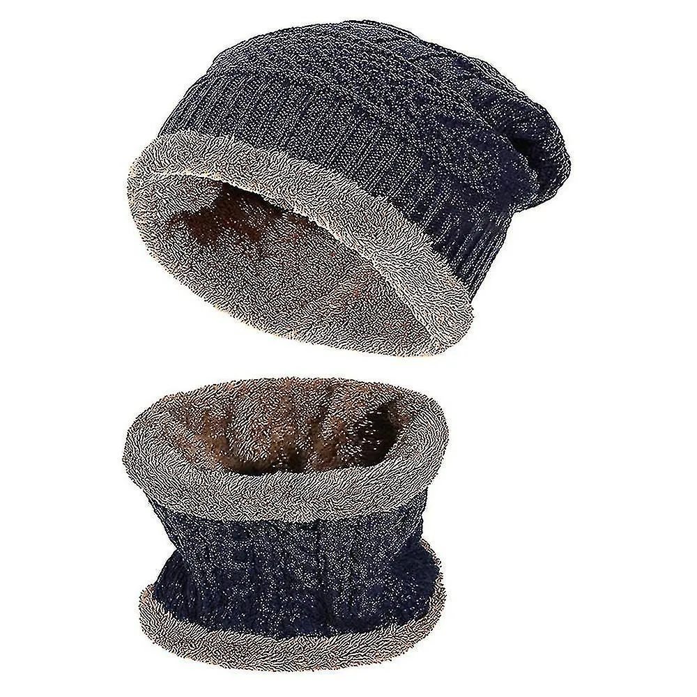 2PIECES WINTER HAT SCARF SET WARM PLUSH KNIT HAT KNIT SET GIFTS