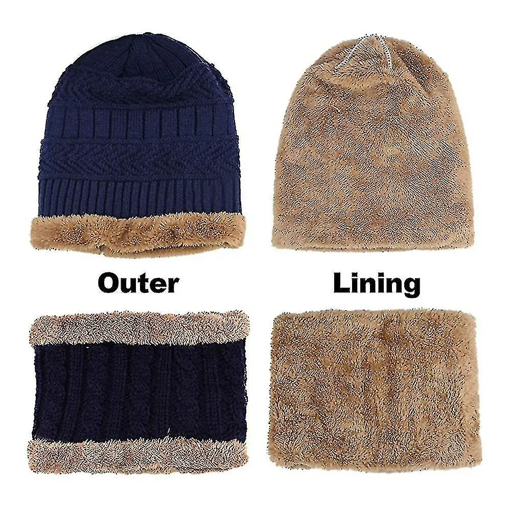 2PIECES WINTER HAT SCARF SET WARM PLUSH KNIT HAT KNIT SET GIFTS
