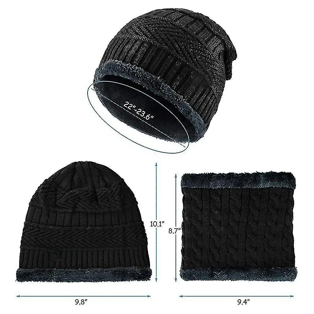 2PIECES WINTER HAT SCARF SET WARM PLUSH KNIT HAT KNIT SET GIFTS