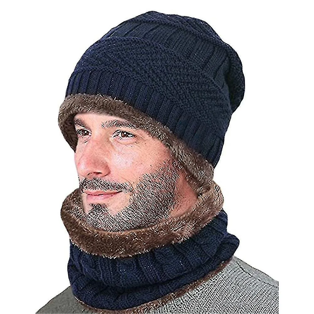 2PIECES WINTER HAT SCARF SET WARM PLUSH KNIT HAT KNIT SET GIFTS