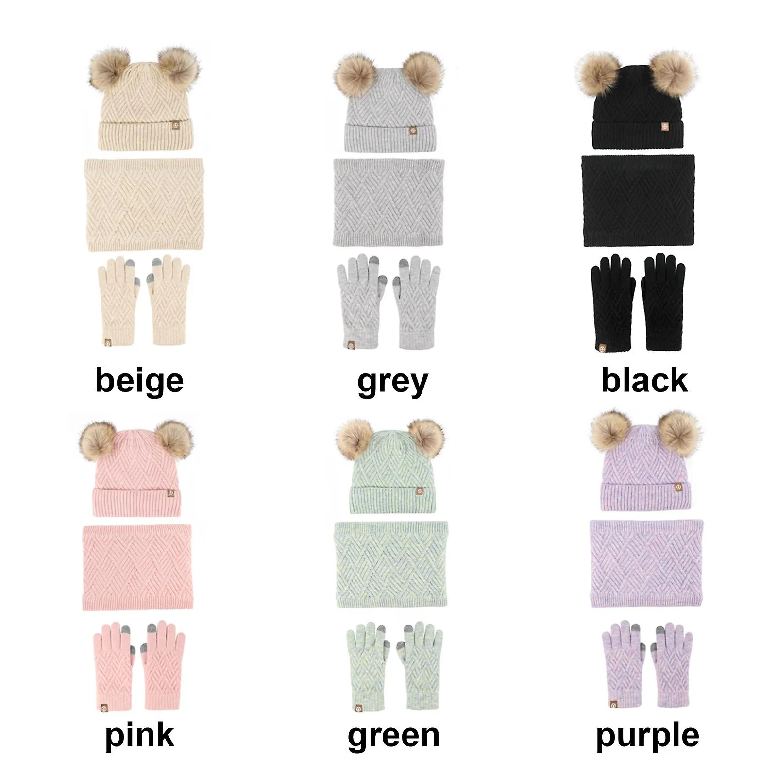 3 Pieces Kids Beanie Hat Scarf Gloves Socks Set Knit Winter Warm Set for Toddler Boys Girls