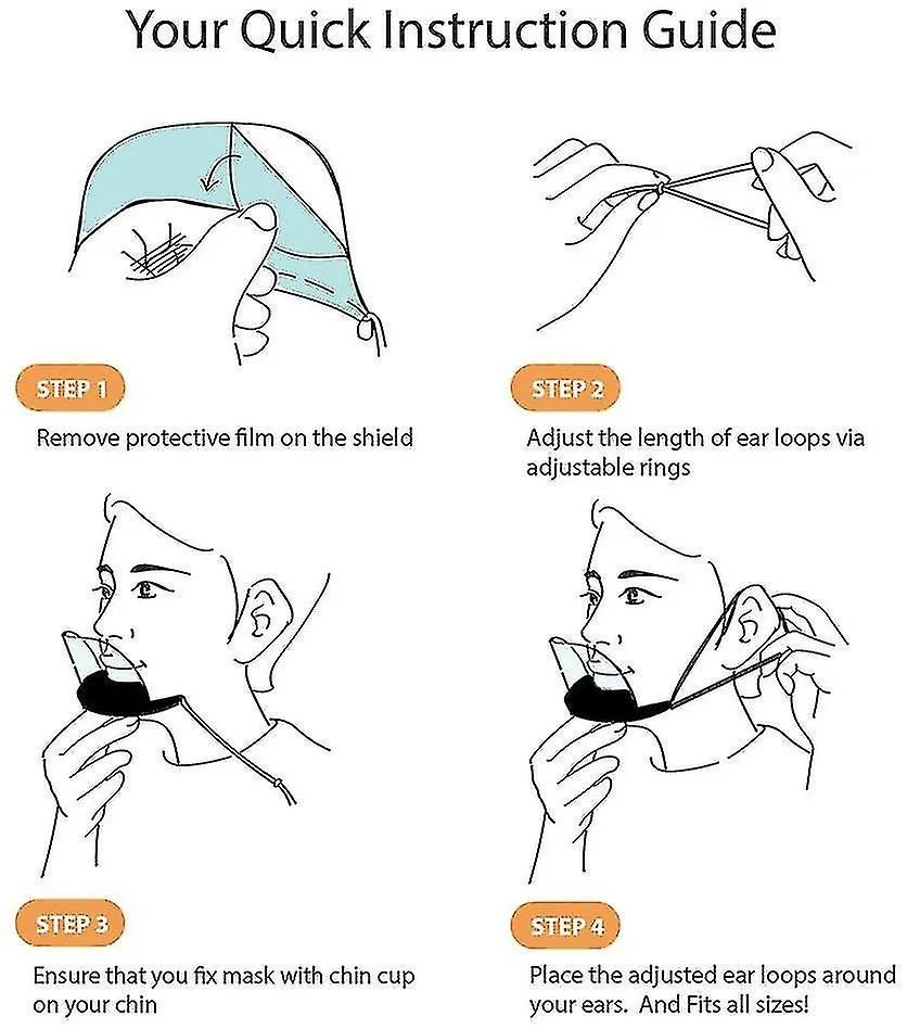 3 PIECES VISORS PROTECTIONS WOMAN MAN TRANSPARENT SHOW SMILE + 1 ANTILOSS ROPE + 1 WIPING