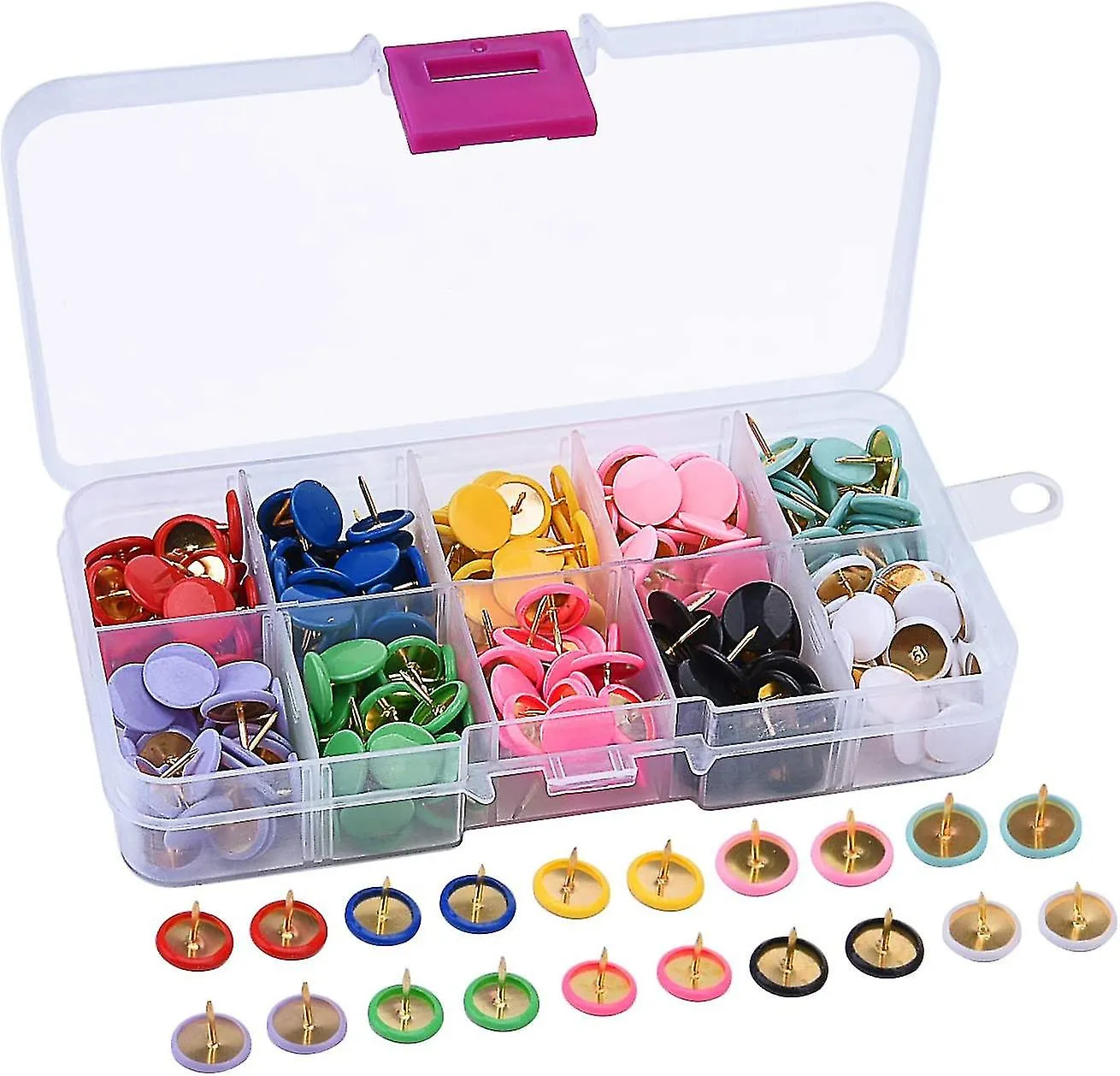 300 Pieces Thumb Tacks Colored Push Pins, Round Head Thumbtack, Steel Points 3/8 Inch, 10 Colors
