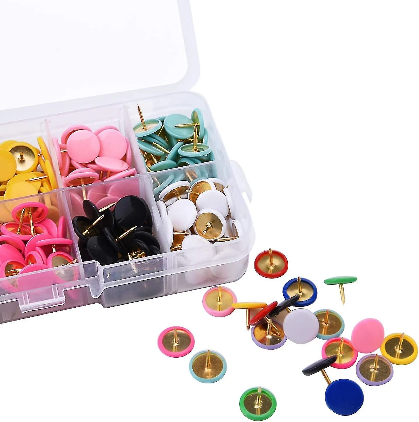 300 Pieces Thumb Tacks Colored Push Pins, Round Head Thumbtack, Steel Points 3/8 Inch, 10 Colors