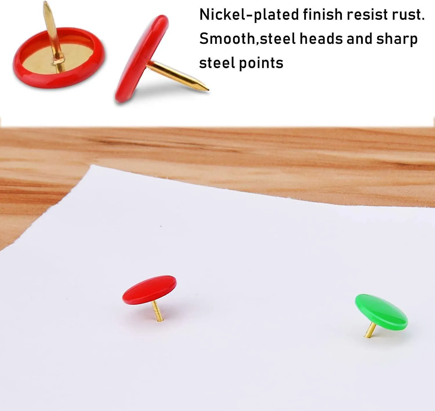 300 Pieces Thumb Tacks Colored Push Pins, Round Head Thumbtack, Steel Points 3/8 Inch, 10 Colors