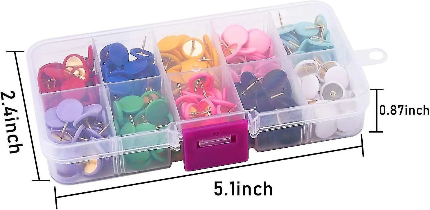 300 Pieces Thumb Tacks Colored Push Pins, Round Head Thumbtack, Steel Points 3/8 Inch, 10 Colors