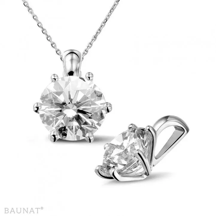 3.00 quilates colgante solitario en oro blanco con diamante redondo 