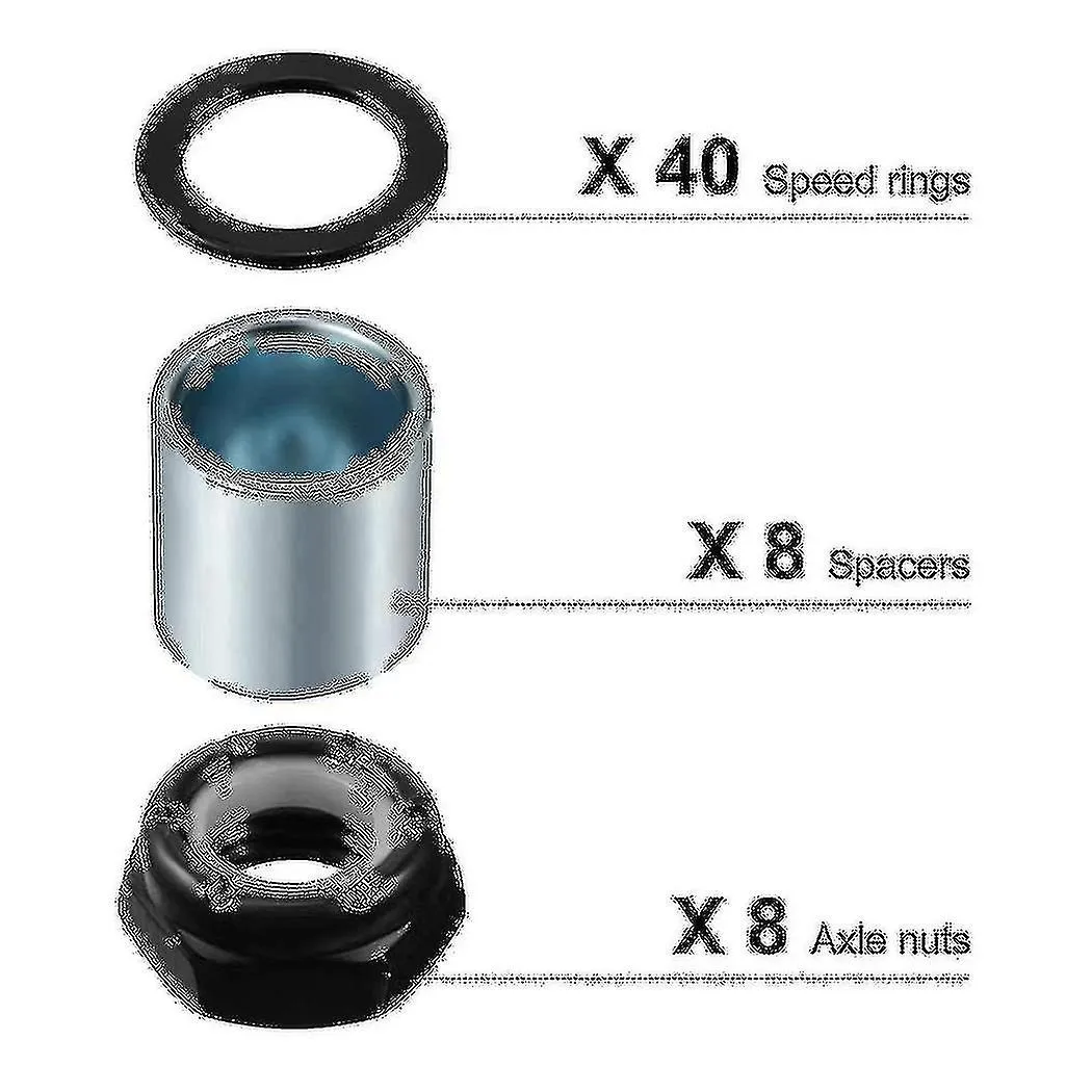 56 Pieces Skateboard Truck Hardware Kit Includes Spacers, Axle Nuts And Speed Rings For Skateboard