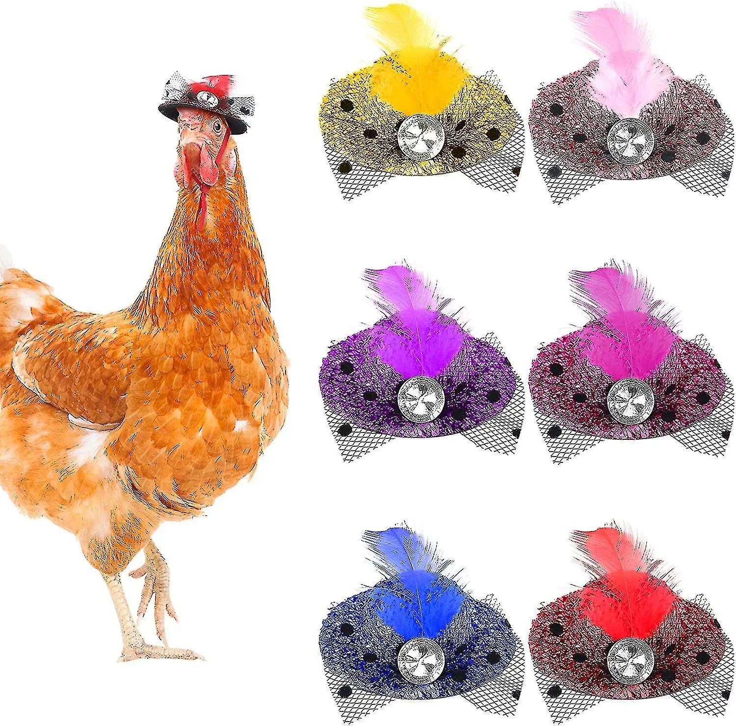 6 Pieces Chicken Hats For Hens Tiny Pets Funny Chicken Accessories Fea