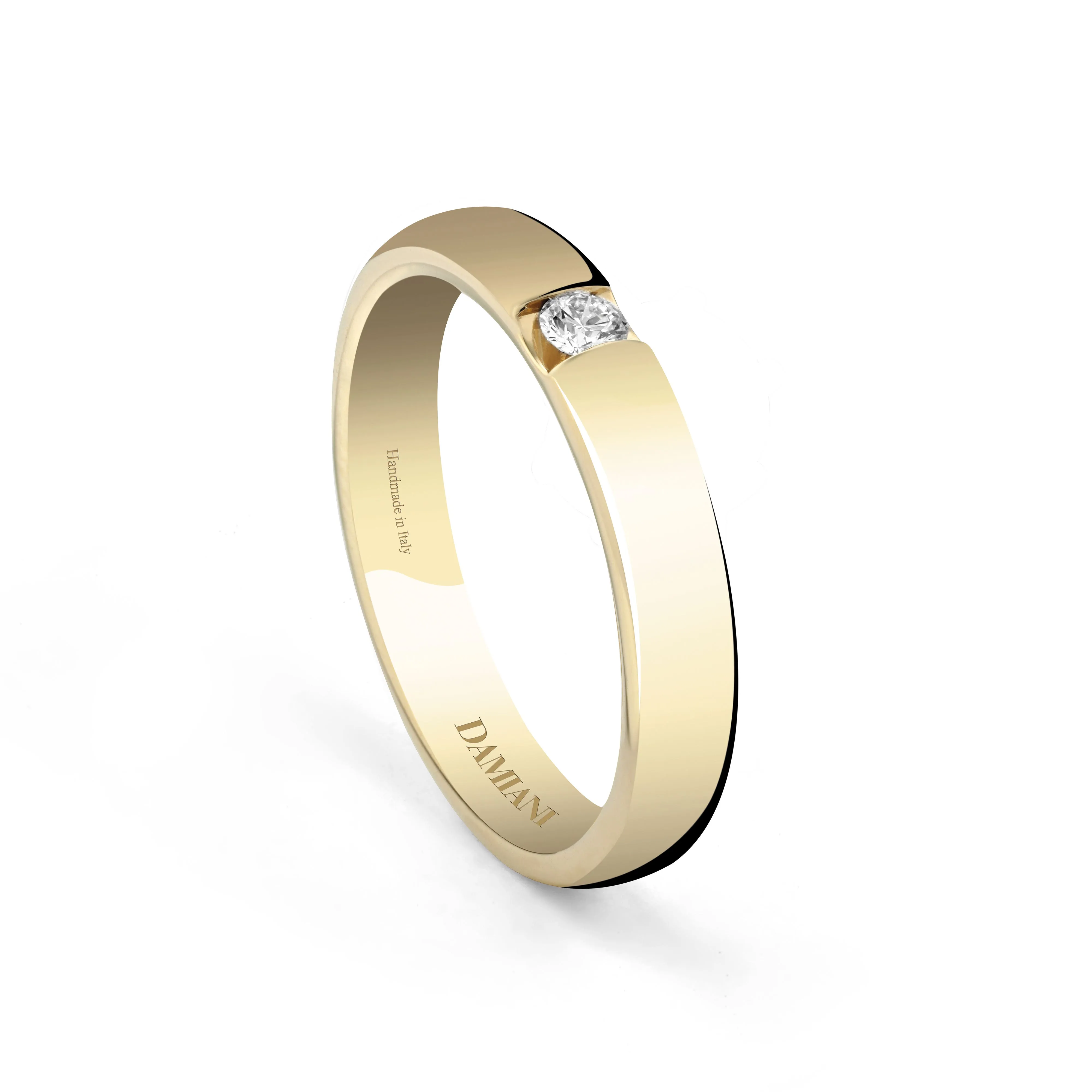Alianza de boda de oro amarillo y diamante externo, 3,50 mm.