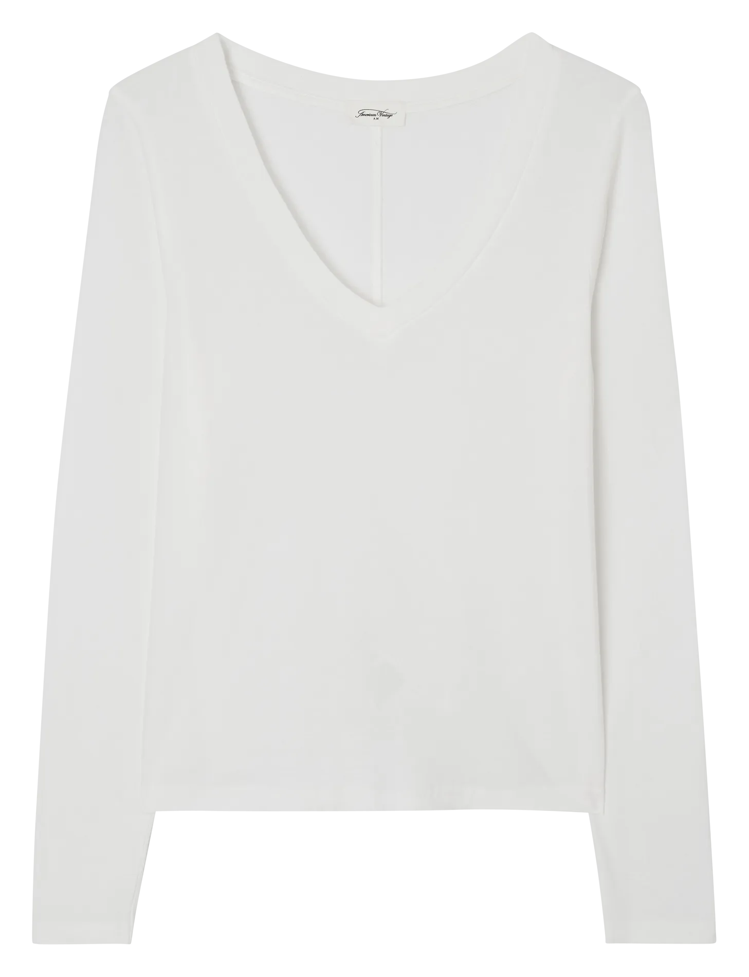 AMERICAN VINTAGE GAMIPY  CAMISETA RECTA DE ALGODóN CON CUELLO DE PICO EN BLANCO