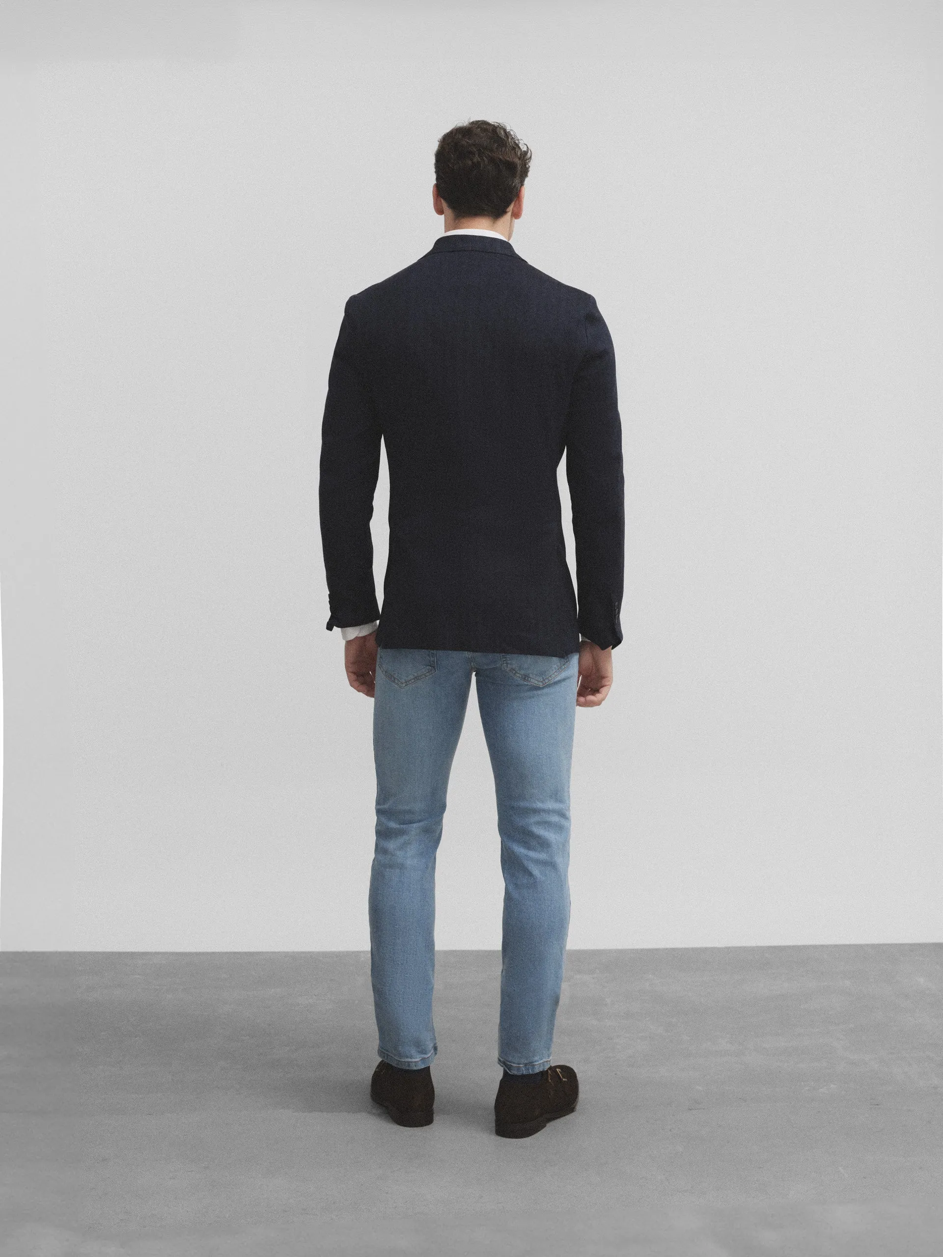 Americana silbon espiga azul marino