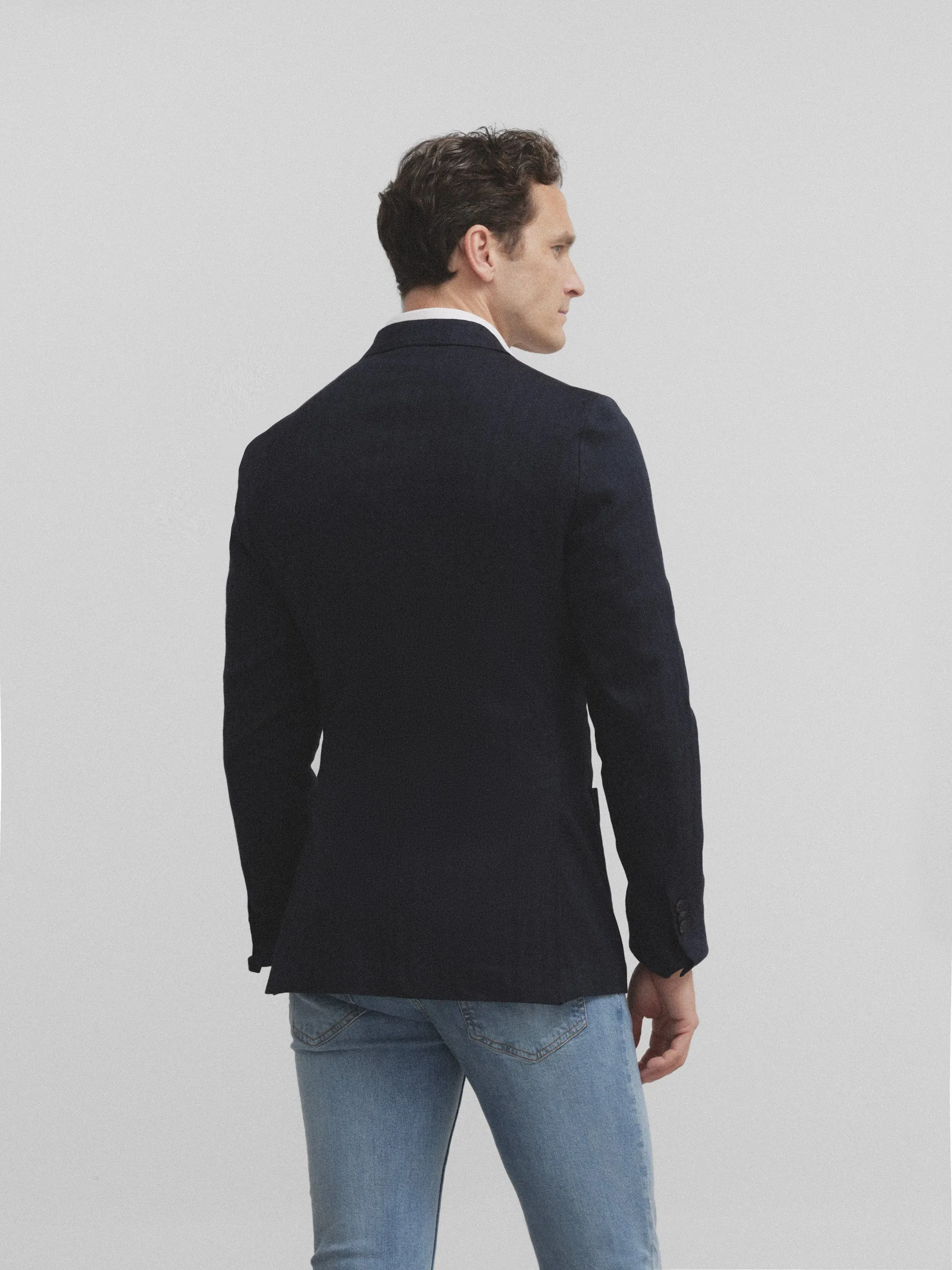 Americana silbon espiga azul marino