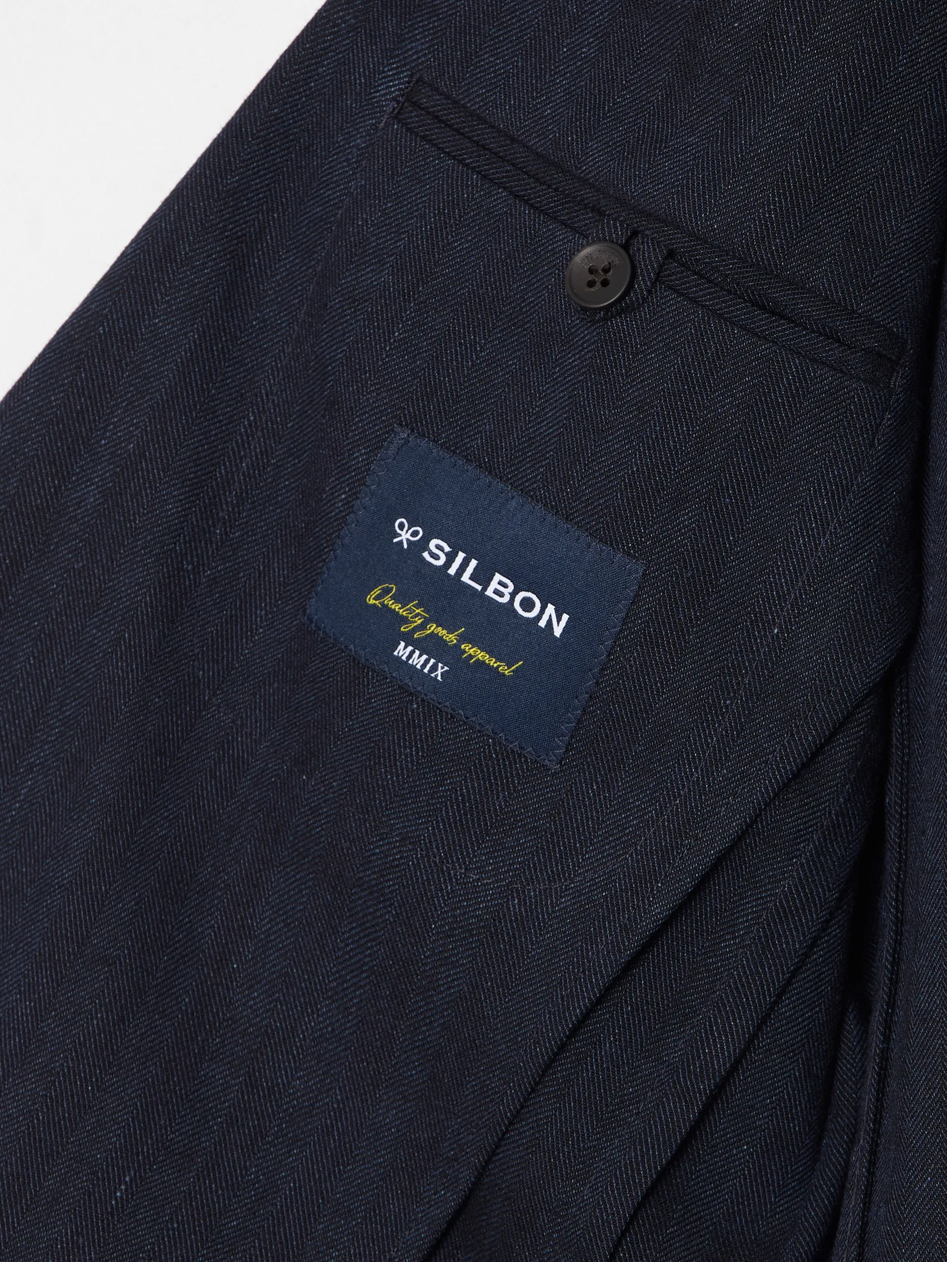Americana silbon espiga azul marino