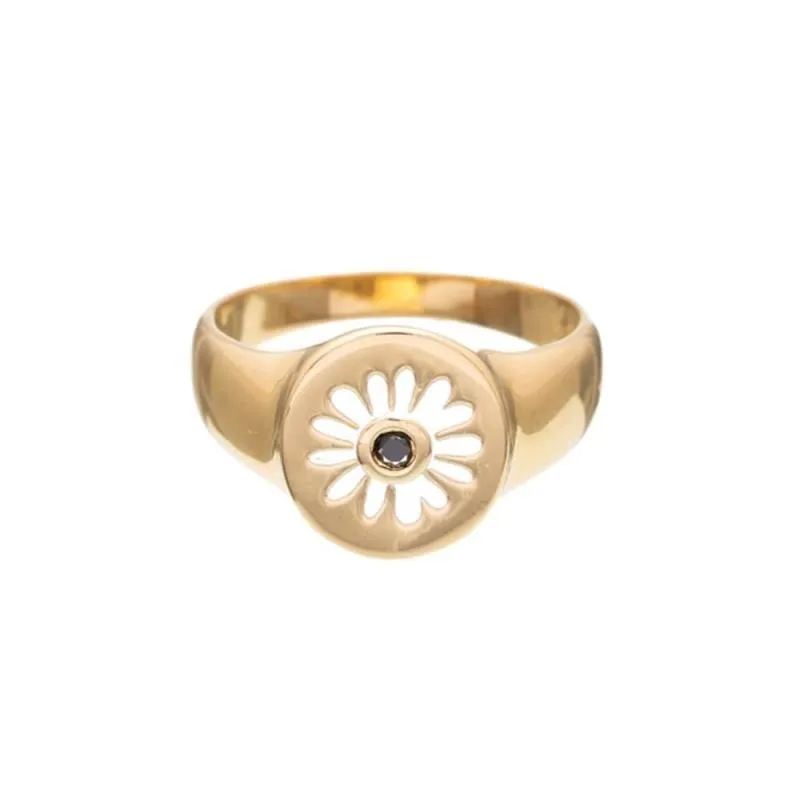 Anillo AGATHA PARIS tipo sello con circonita negra de SARA CARBONERO