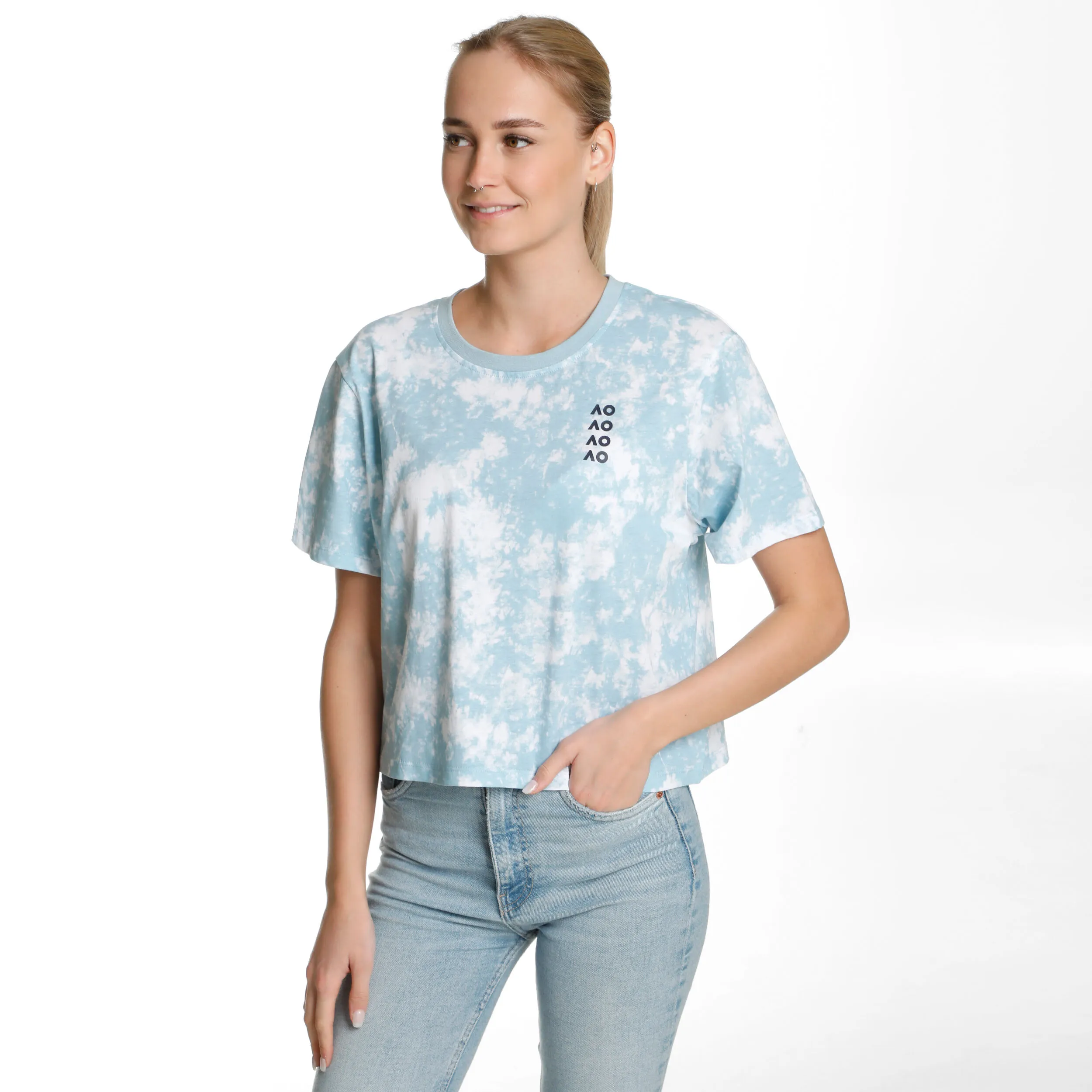AO Tie Dye Cropped Camiseta De Manga Corta Mujeres