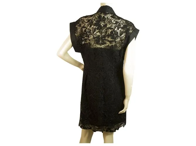Autre Marque Veinte 29 Mini encaje negro con. Mini vestido sin mangas con botones a presión talla S 