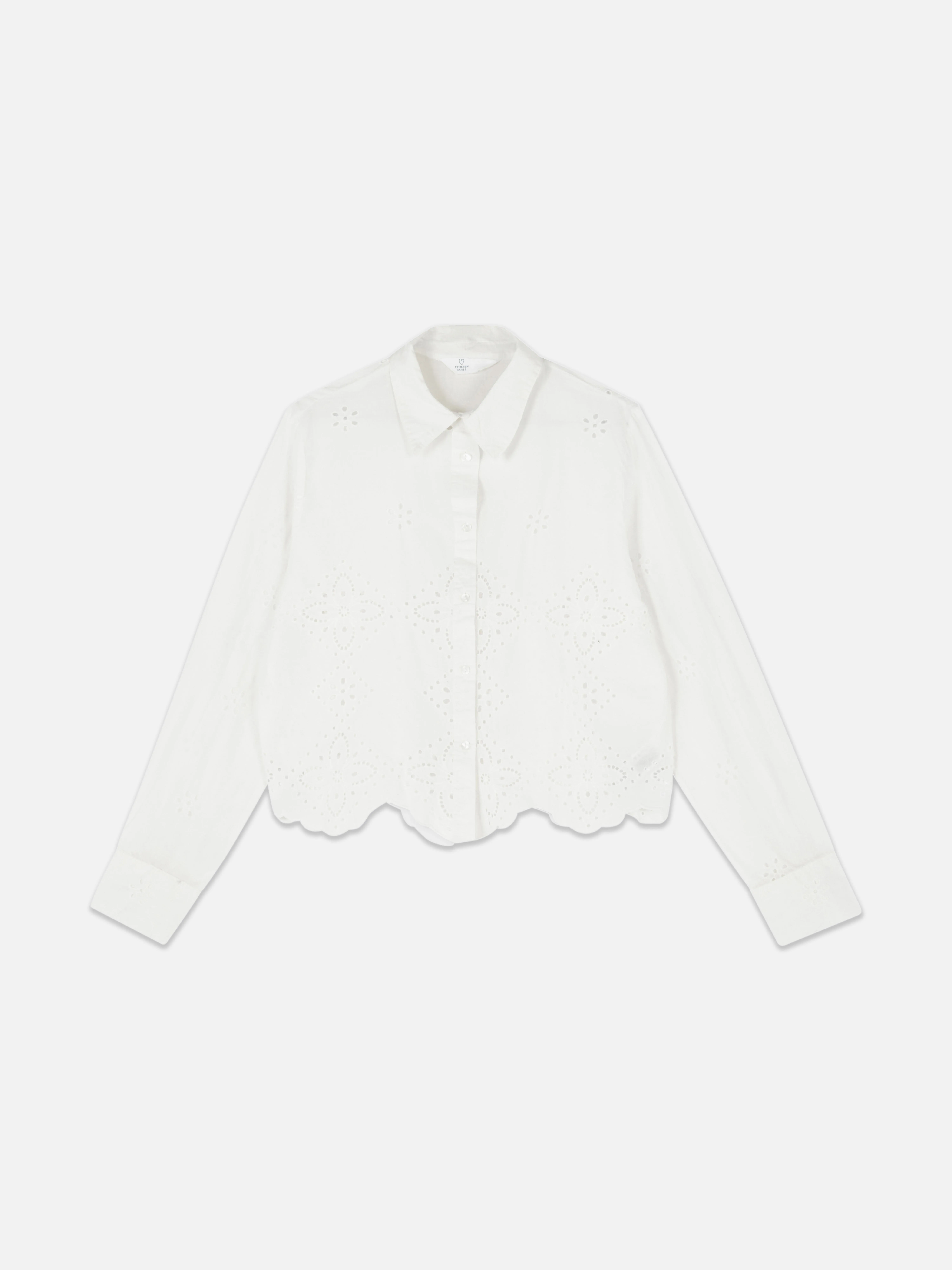 Blusa corta con bordado inglés