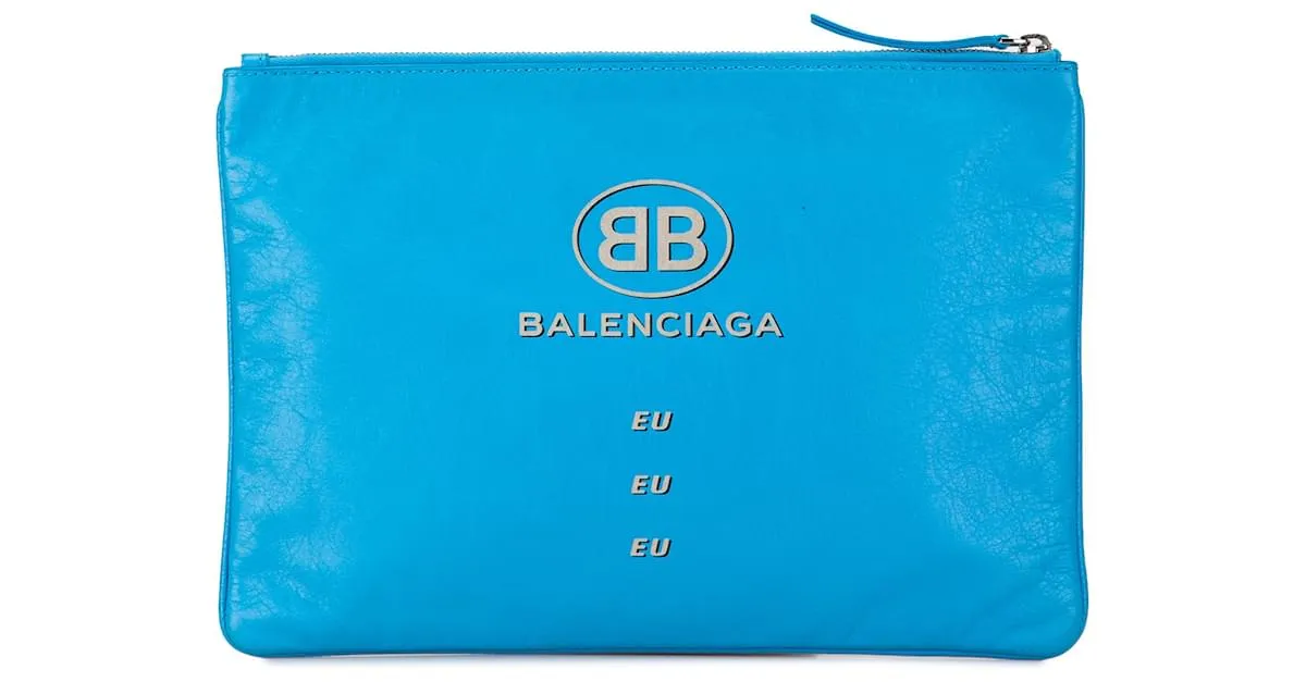 Bolsito de cuero azul Balenciaga Supermercado Azul claro 