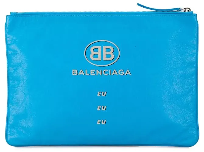 Bolsito de cuero azul Balenciaga Supermercado Azul claro 