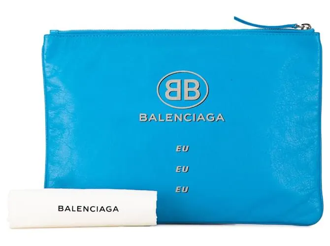 Bolsito de cuero azul Balenciaga Supermercado Azul claro 