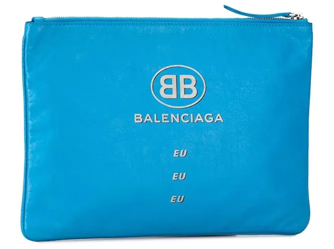 Bolsito de cuero azul Balenciaga Supermercado Azul claro 