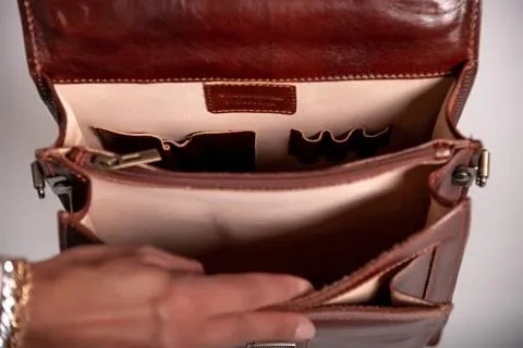 Bolso de piel natural Afrodita, marrón