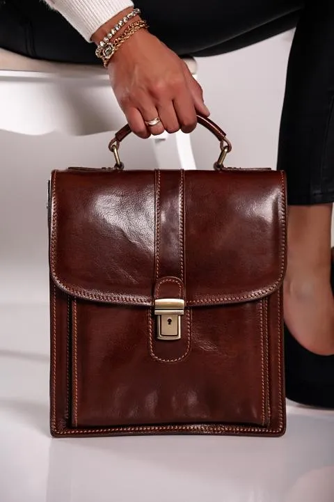Bolso de piel natural Afrodita, marrón