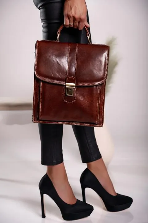 Bolso de piel natural Afrodita, marrón