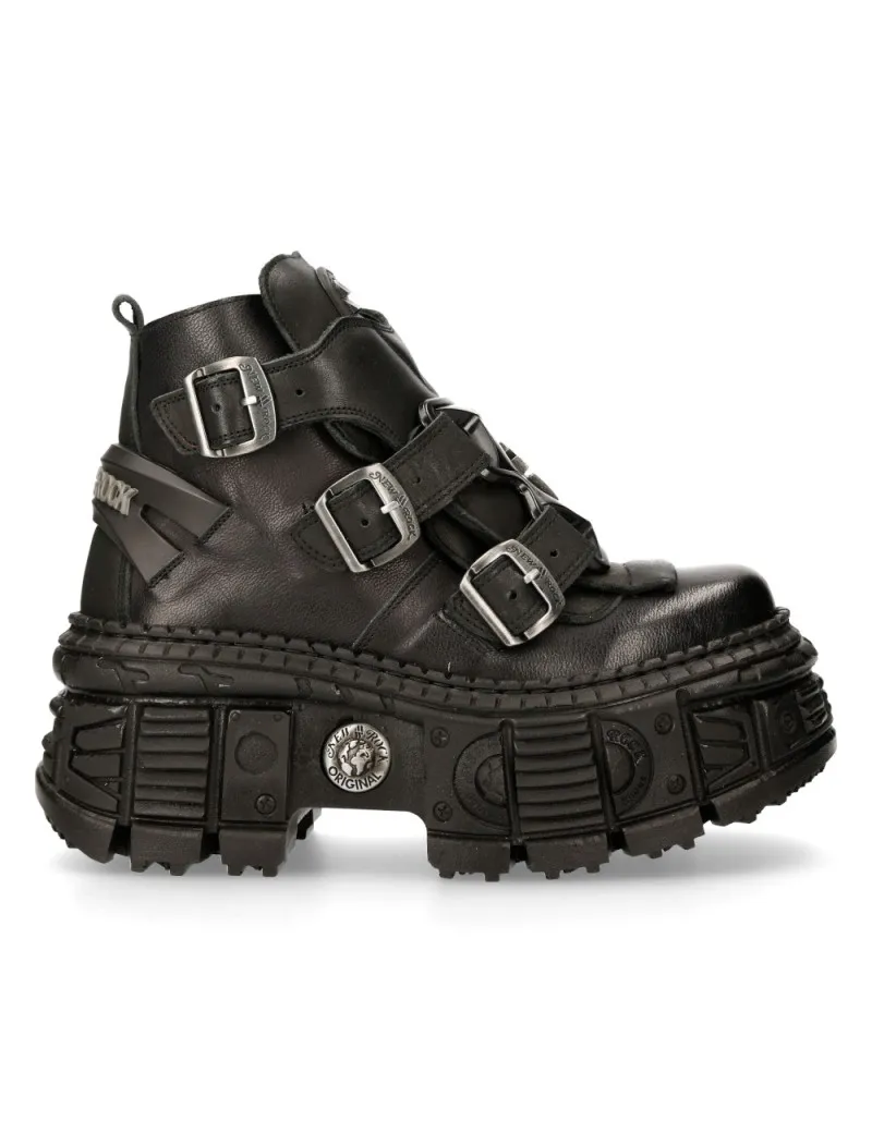 Botines altos negros de piel luxor tank