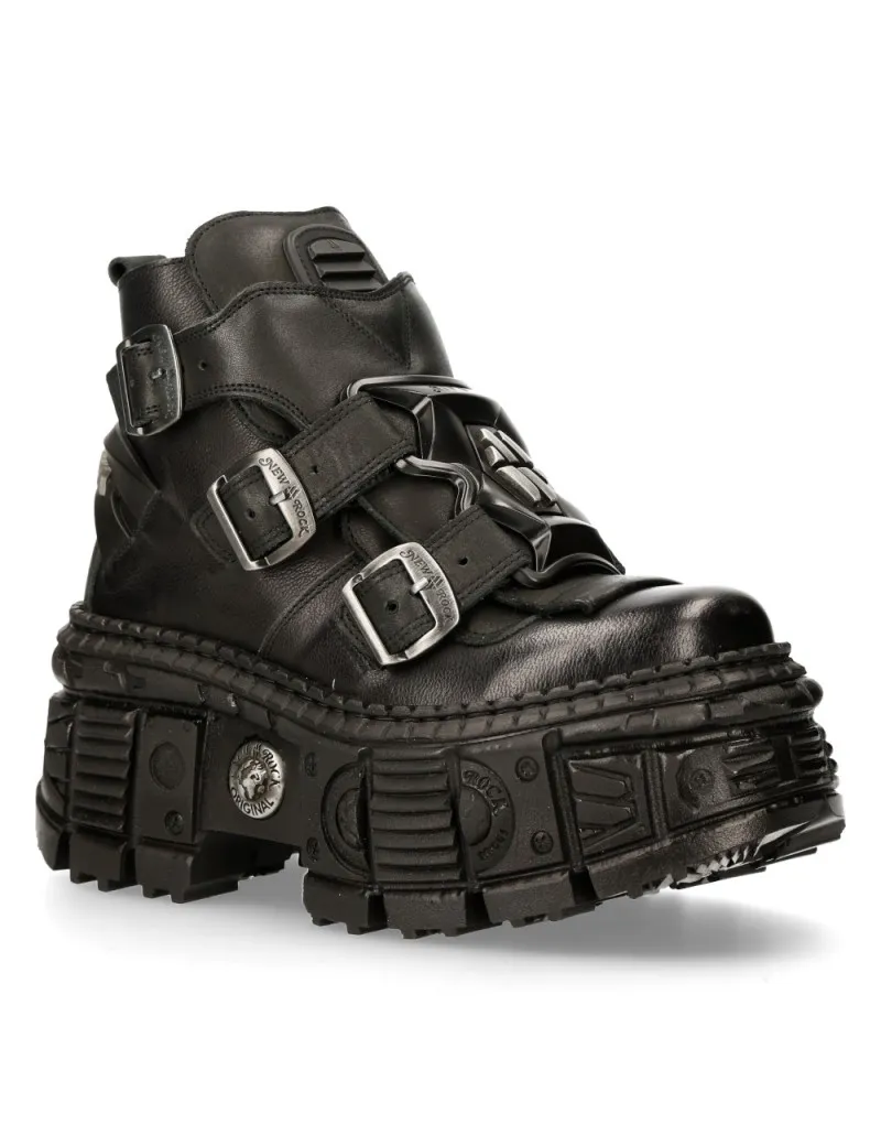 Botines altos negros de piel luxor tank