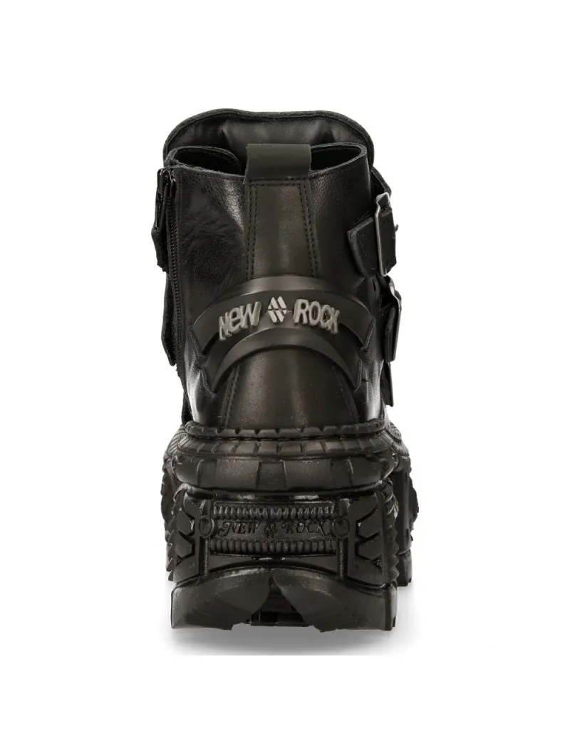 Botines altos negros de piel luxor tank
