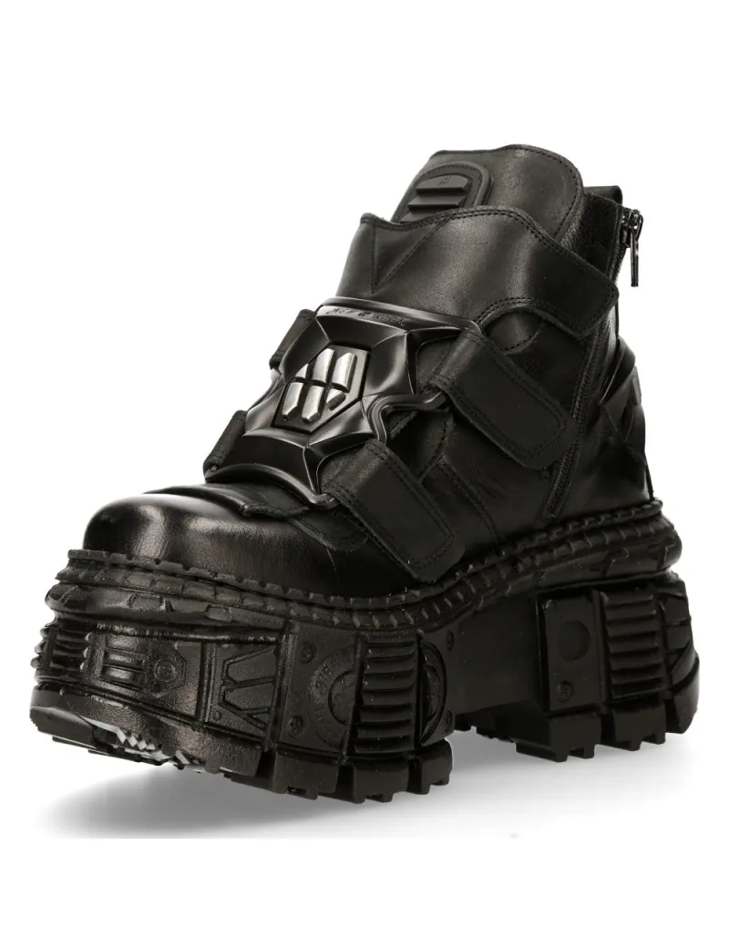 Botines altos negros de piel luxor tank