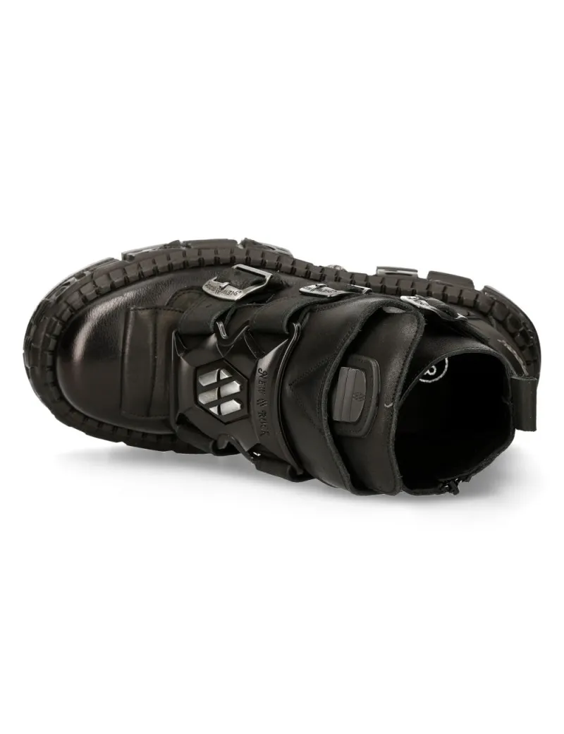 Botines altos negros de piel luxor tank
