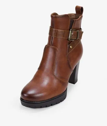 Botines con tacón y hebilla negros 