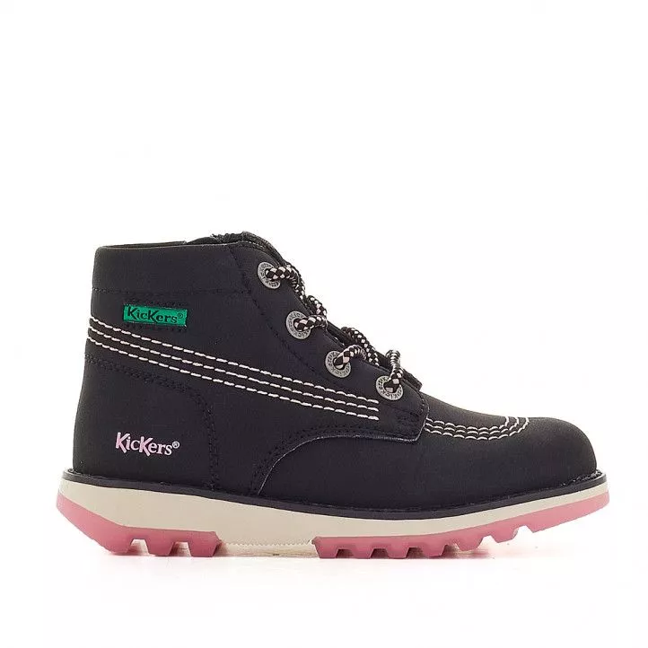 Botines Kickers negros con detalles rosas