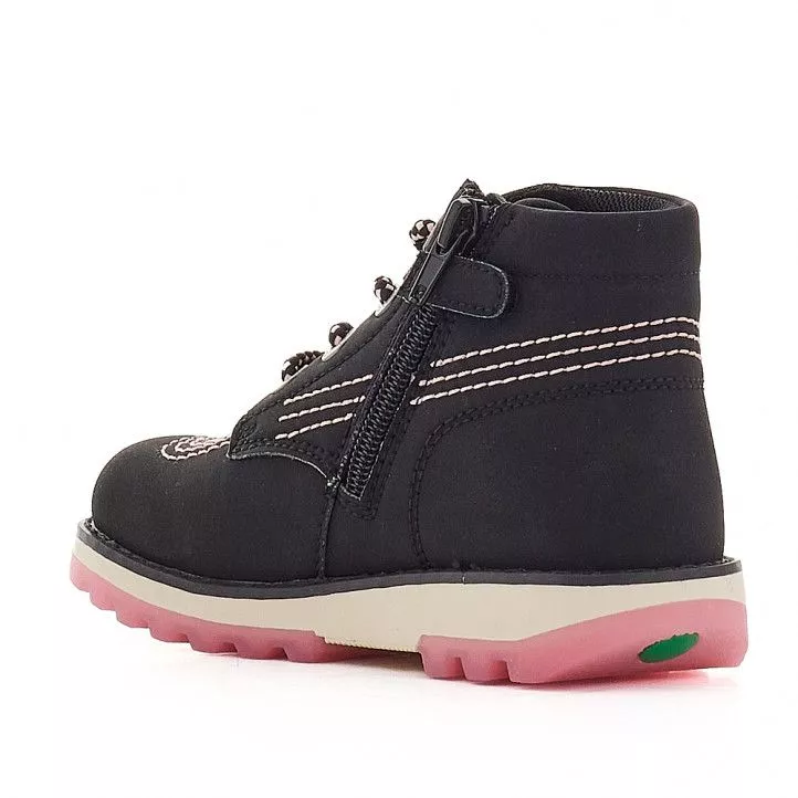 Botines Kickers negros con detalles rosas
