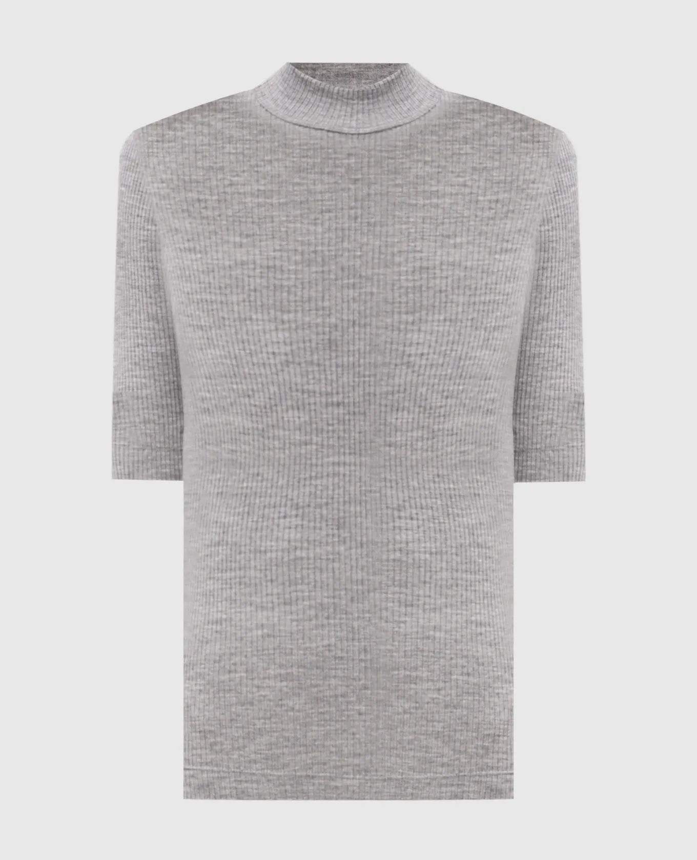 Brunello Cucinelli Gray wool top with monil chain