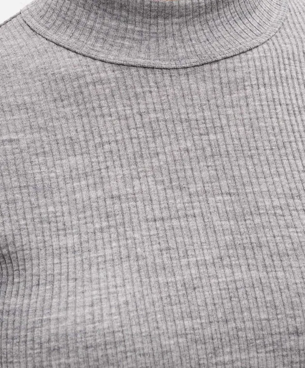 Brunello Cucinelli Gray wool top with monil chain