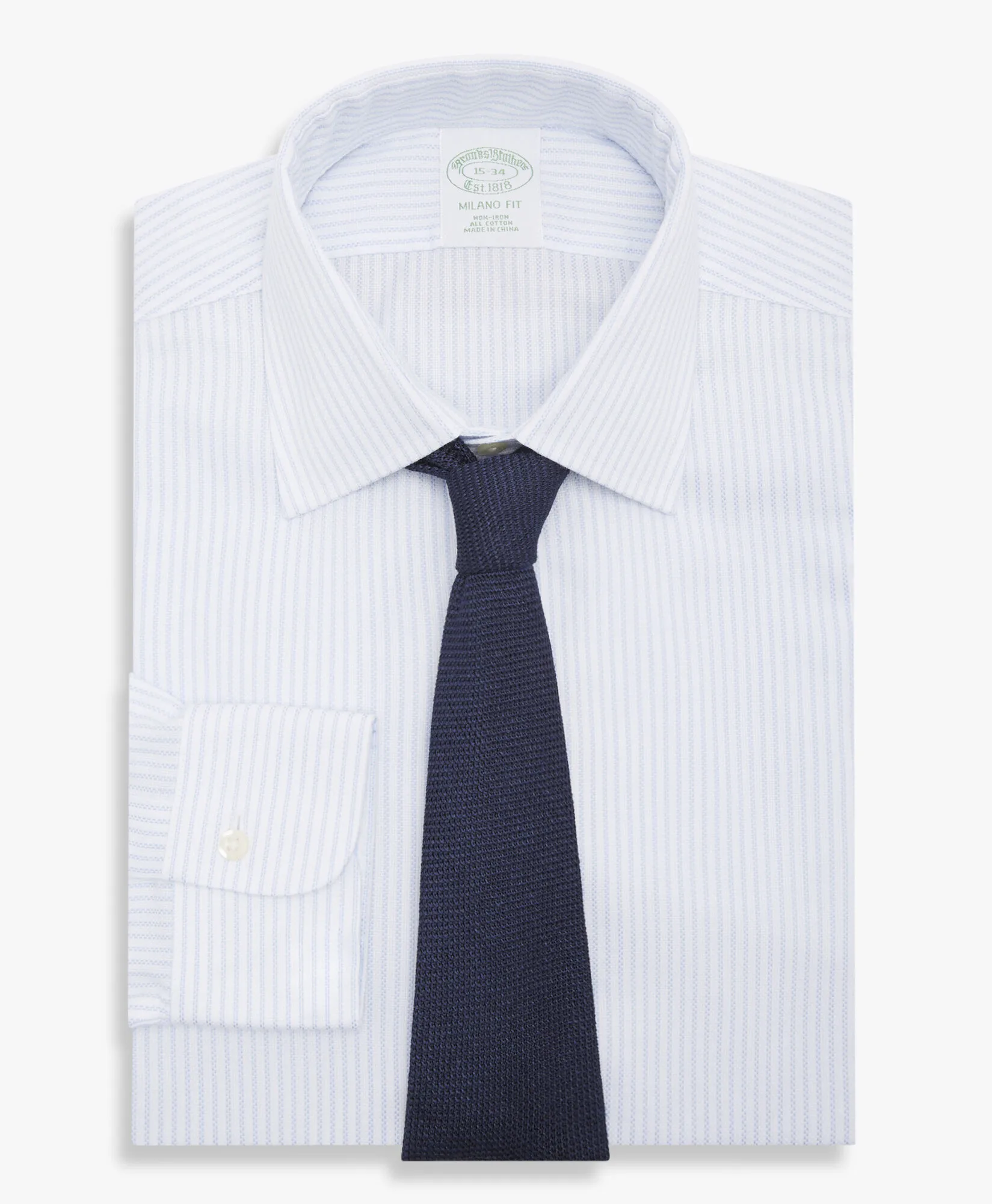 CAMISA AZUL SLIM FIT NONIRON DE ALGODóN CON CUELLO AINSLEY