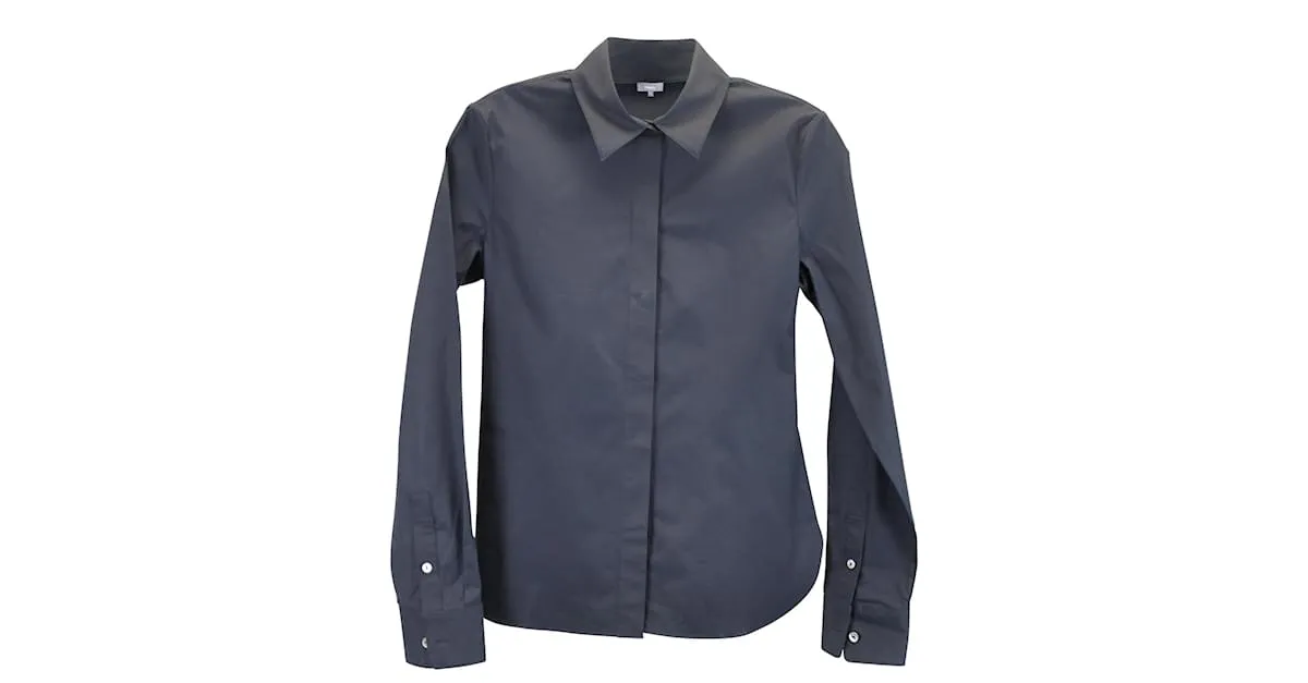 Camisa Theory con botones en algodón azul marino 