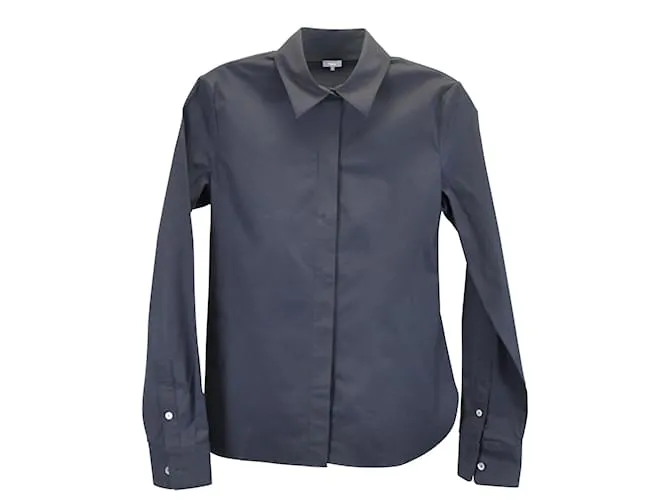Camisa Theory con botones en algodón azul marino 