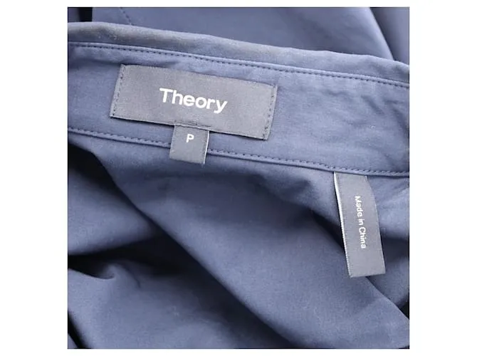 Camisa Theory con botones en algodón azul marino 