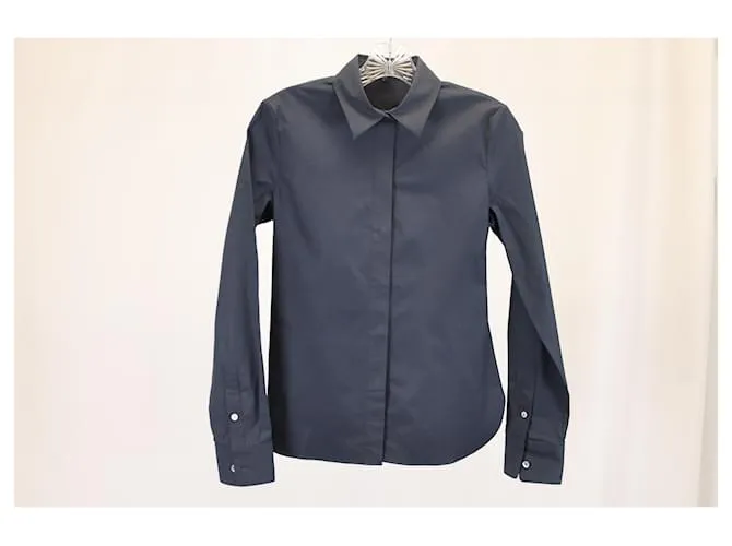 Camisa Theory con botones en algodón azul marino 