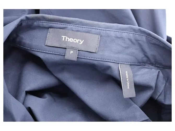 Camisa Theory con botones en algodón azul marino 