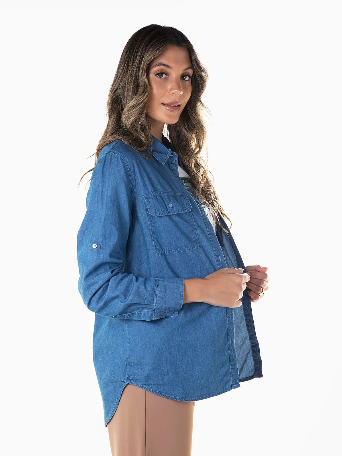 Camisa vaquera con trabillas
