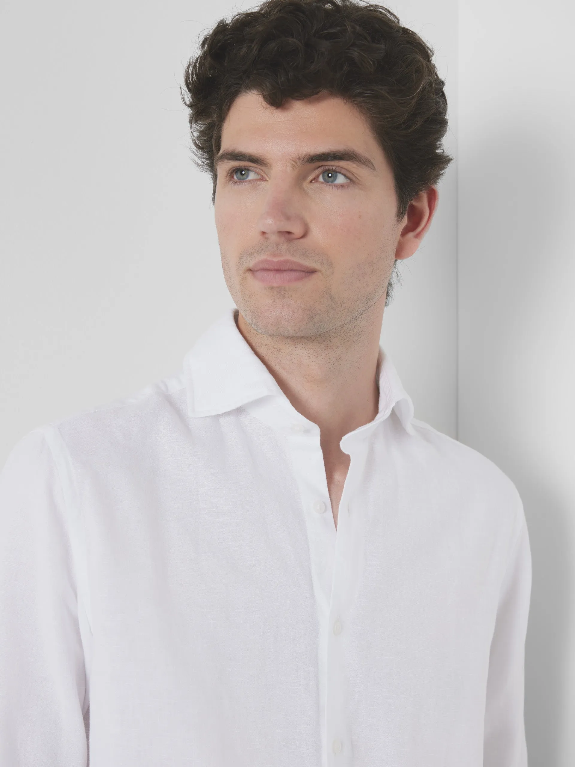 Camisa vestir unique lino blanca