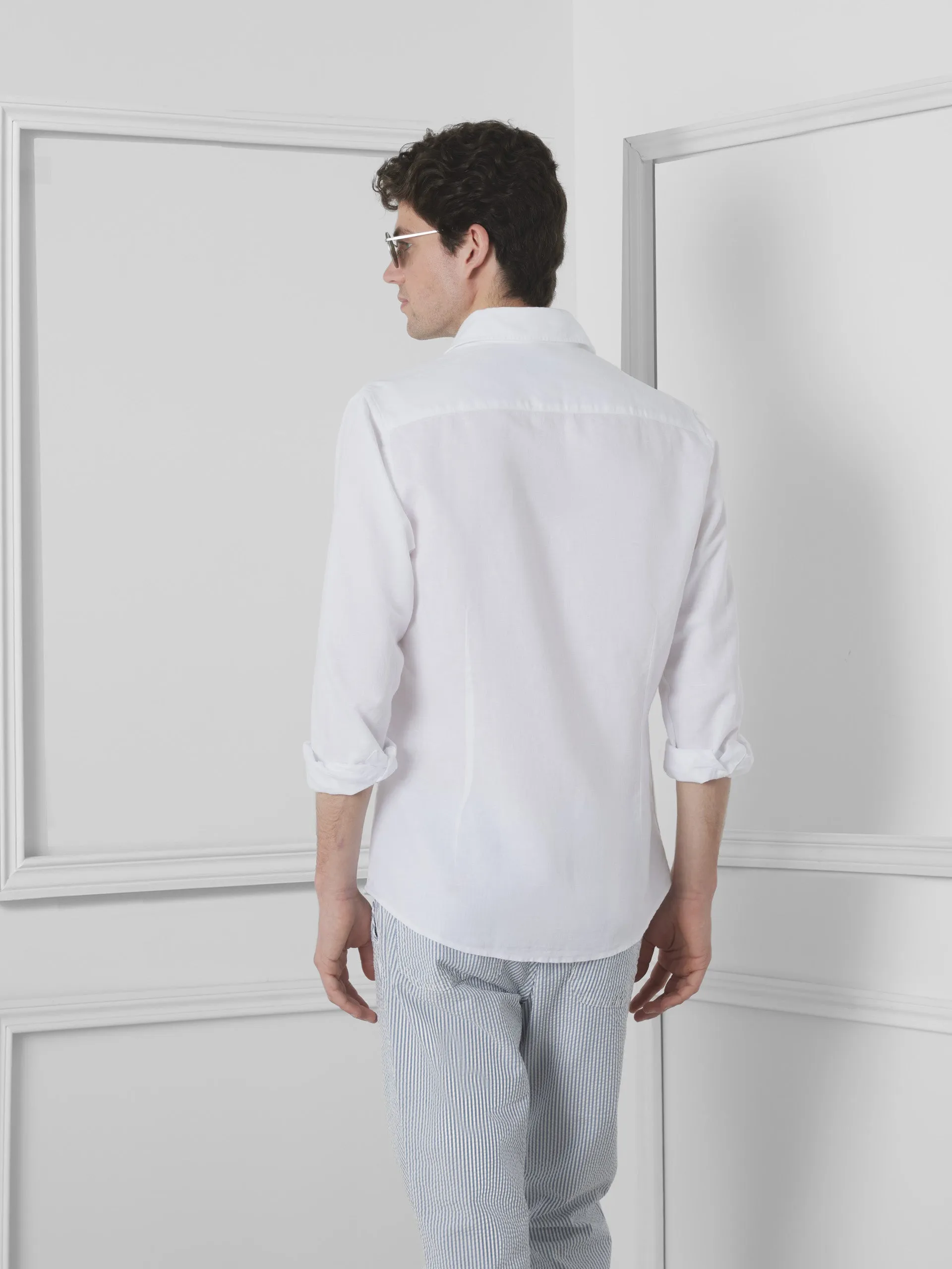Camisa vestir unique lino blanca